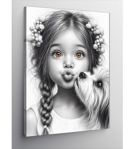 Kanvas Tablo Küçük Kız Ve Köpek