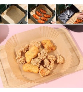 50 Adet Air Fryer Pişirme Kağıdı Tek Kullanımlık Yağ Geçirmez Yapışmaz Kare Tabak Model PVC