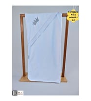 Ekru %100 Pamuklu Bebek Battaniyesi Nakışlı Kız / Erkek Puset Örtüsü Hediyelik Yenidoğan 85x85cm