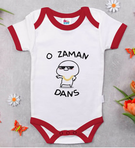 BK Kids O Zaman Dans Tasarımlı Kırmızı Bebek Body Zıbın-1