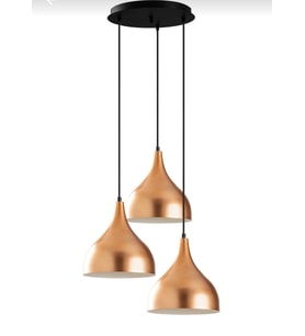 Dylight Mina Retro Metal Dekoratif 3 lü Bakır  Modern Rustik Sarkıt Avize Çap:30 cm