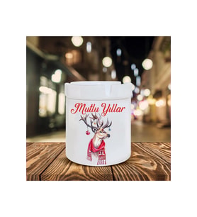 Yılbaşı Noel Temalı Baskılı Seramik Şık Küllük