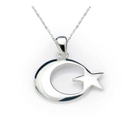 Gümüş Ay Yıldız Bayrak Kolye