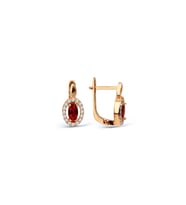 925 Ayar Gümüş Kırmızı Taşlı Rose Küpe - K023901