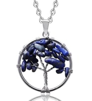 Sertifikalı Doğal Lapis Lazuli Taşı Hayat Ağacı Kolye (Çok Renkli)