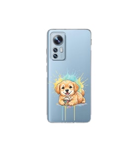 Xiaomi Mi 12 ile Uyumlu Splash Köpek Tasarımlı Şeffaf Silikon Kılıf