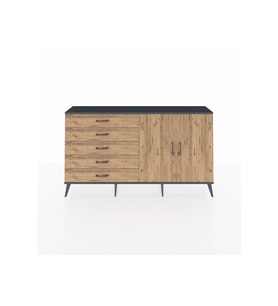 Arges Konsol 2 Raflı 5 Çekmeceli 2 Kapaklı 176x30x99 Antrasit-Çam