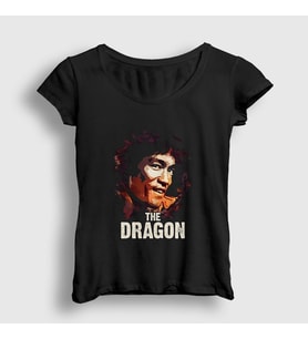 Presmono Kadın Siyah The Dragon Bruce Lee T-Shirt 256883tt