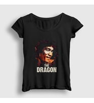 Presmono Kadın Siyah The Dragon Bruce Lee T-Shirt 256883tt