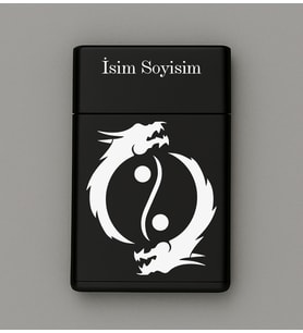 Ying Yang Ejder Desenli Metal Tabaka – Kişiye Özel İsimli Hediyelik