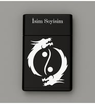 Ying Yang Ejder Desenli Metal Tabaka – Kişiye Özel İsimli Hediyelik