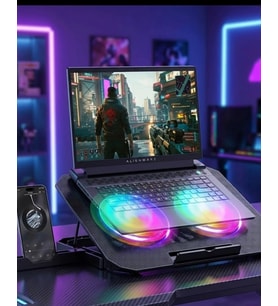 RGB Işıklı Laptop Soğutucu Stand Çift Fanlı Sessiz Çalışan Ayarlanabilir