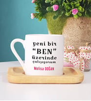 Yeni Bir Ben Türk Kahvesi Fincanı Ahşap Altlıklı