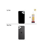 iPhone 11 PRO Uzay Grisi Arka Kapak Arka Cam Batarya Kapağı Lazer Kesim Kapak Pil Kapağı + B-7000 Yapıştırıcı