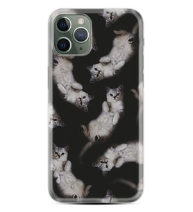 Apple iPhone 11 12 13 14 Pro Max Kılıf Desemli Silikon Sevimli Kedicikler 1785