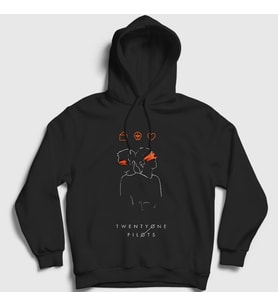 Presmono Unisex Siyah Cencor Twenty One Pilots Kapüşonlu Sweatshirt 119470tt