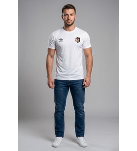 Beşiktaş Umbro Beşiktaş Antrenman Beyaz  Pamuklu T-Shirt