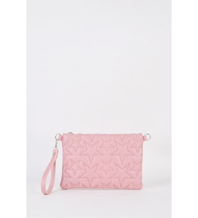 Kadın Gül Kurusu Yıldız Nakışlı Suni Deri Bilek Ve Zincir Askılı Portföy El Ve Clutch Çanta