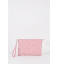 Kadın Gül Kurusu Yıldız Nakışlı Suni Deri Bilek Ve Zincir Askılı Portföy El Ve Clutch Çanta