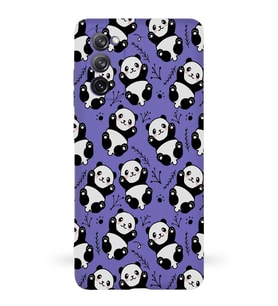 Samsung Galaxy S20 FE Uyumlu Lansman Kılıf Panda Tasarımlı İçi Kadife Kapak-Mor (Şeffaf)