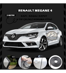 Renault Megane 4 Oto Araç Kapı Koruma Fitili 5metre Parlak Siyah Renk