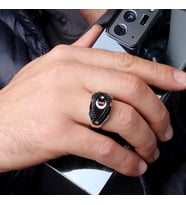 925 Ayar Mikro Taşlı Ayyıldız Model Yüzük (Gümüş)