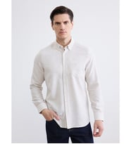 LCWAIKIKI Classic Bej Regular Fit Armürlü Erkek Gömlek