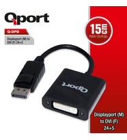 QPORT Q-DPD 0.15metre DP-DVI (24+5) Görüntü Adaptörü Beyaz 1080p