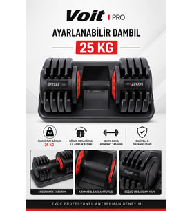 Voit Pro 25 Kg Ayarlanabilir Dambıl Seti Sehpalı Fitness Ağırlık Dumbbell Ev Tipi Spor Ekipmanı