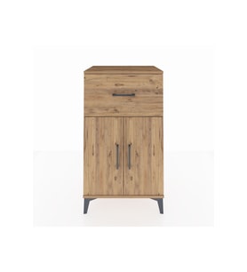 Hyperion Komodin Tek Raflı Tek Çekmeceli 2 Kapaklı 60x44x106 Çam-Çam
