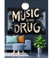 Müzik Benim İlacım Yazısı Dekoratif Kanvas - Mdf Ahşap Tablo
