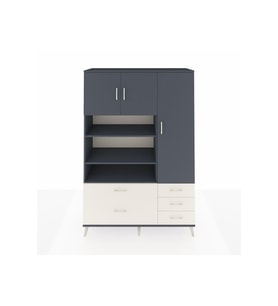 Hyperion Dolap 9 Raflı 5 Çekmeceli 3 Kapaklı 132x44x195 Antrasit-Antrasit/Aytaşı