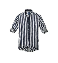 Slim Fit %100 Pamuk Kumaş Hakim Yaka Uzun Kol Gömlek--lacivertçizgi-