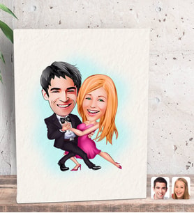 BK Gift Kişiye Özel Sevgililer Karikatürlü Dekoratif Mini Kanvas Tablo 15x20cm-13