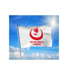 Beyaz Büyük Birlik Partisi Bayrağı Premium Raşel Kumaş 100x150 cm