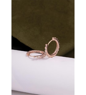 925 Ayar Gümüş Rose Renk Orta Boy Baget Taşlı Küpe
