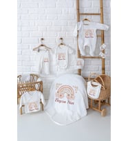 Pia Baby Premium %100 Pamuk Kız Bebek Hediyesi 10 Parça İsme Özel Doğum Seti 5021-01 (Krem)