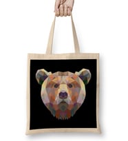 Geometric Animal Bear Bez Çanta Uzun Saplı