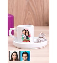 Çiftlere Özel Romantik Hediye Karikatürlü Concept Türk Kahvesi Fincanı