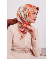 Lesscarves Desenli Pamuk İpek Eşarp LS2203