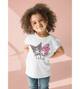 Kuromi Ve Melody Baskılı Unisex Çizgi Film Çocuk Tişört (1-12 Yaş)