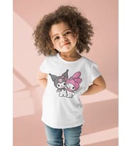 Kuromi Ve Melody Baskılı Unisex Çizgi Film Çocuk Tişört (1-12 Yaş)