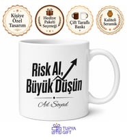 Risk Al Yazılı Baskılı Kupa Bardak Motivasyon Hediye Porselen Mug