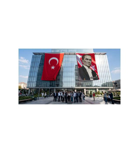 Sivil Mustafa Kemal Atatürk Ay-Yıldız Poster Bayrak ve Türk Bayrağı Premium Raşel Kumaş 2'li Set 10x15 metre ATA19