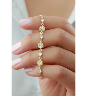 925 Ayar Kar Tanesi Gold Gümüş Bileklik