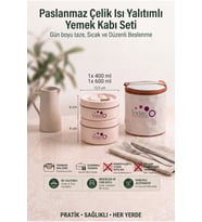 2 Parça Vakumlu Yemek Termosu Beslenme Kutusu Sefer Tası
