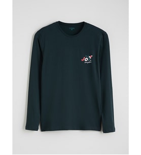 LC WAIKIKI Yeşil Bisiklet Yaka Uzun Kollu Yılbaşı Temalı Erkek Pijama Üst