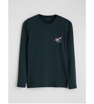 LC WAIKIKI Yeşil Bisiklet Yaka Uzun Kollu Yılbaşı Temalı Erkek Pijama Üst