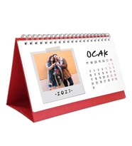 Kişiye Özel 12 Fotoğraflı Pola Kart 2027 Masa Takvimi - Kırmızı