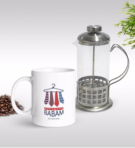 BK Gift Kişiye Özel Karizmatik Baba Tasarımlı Kupa & French Press Seti-1 (Model 1)